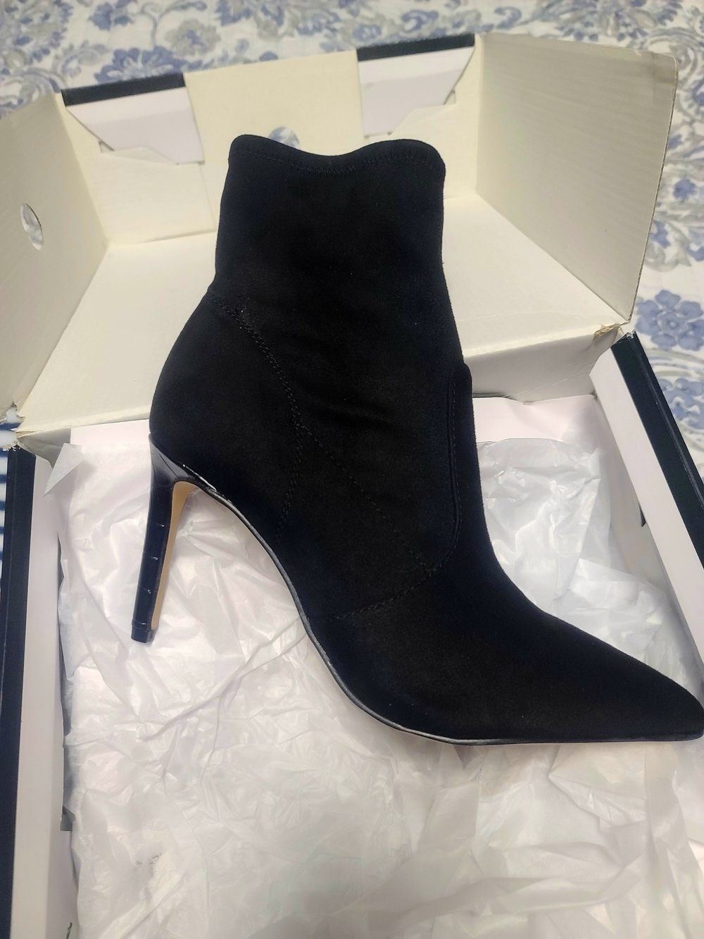 Women's Black Pointed Toe Stiletto Ankle Boots
